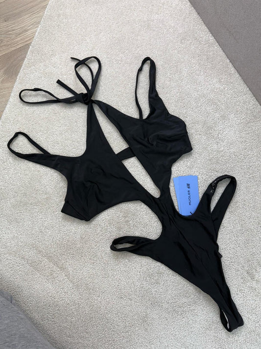 Mugler X H&M Black Strap Cut Out Swimsuit-Brand New , UK 14