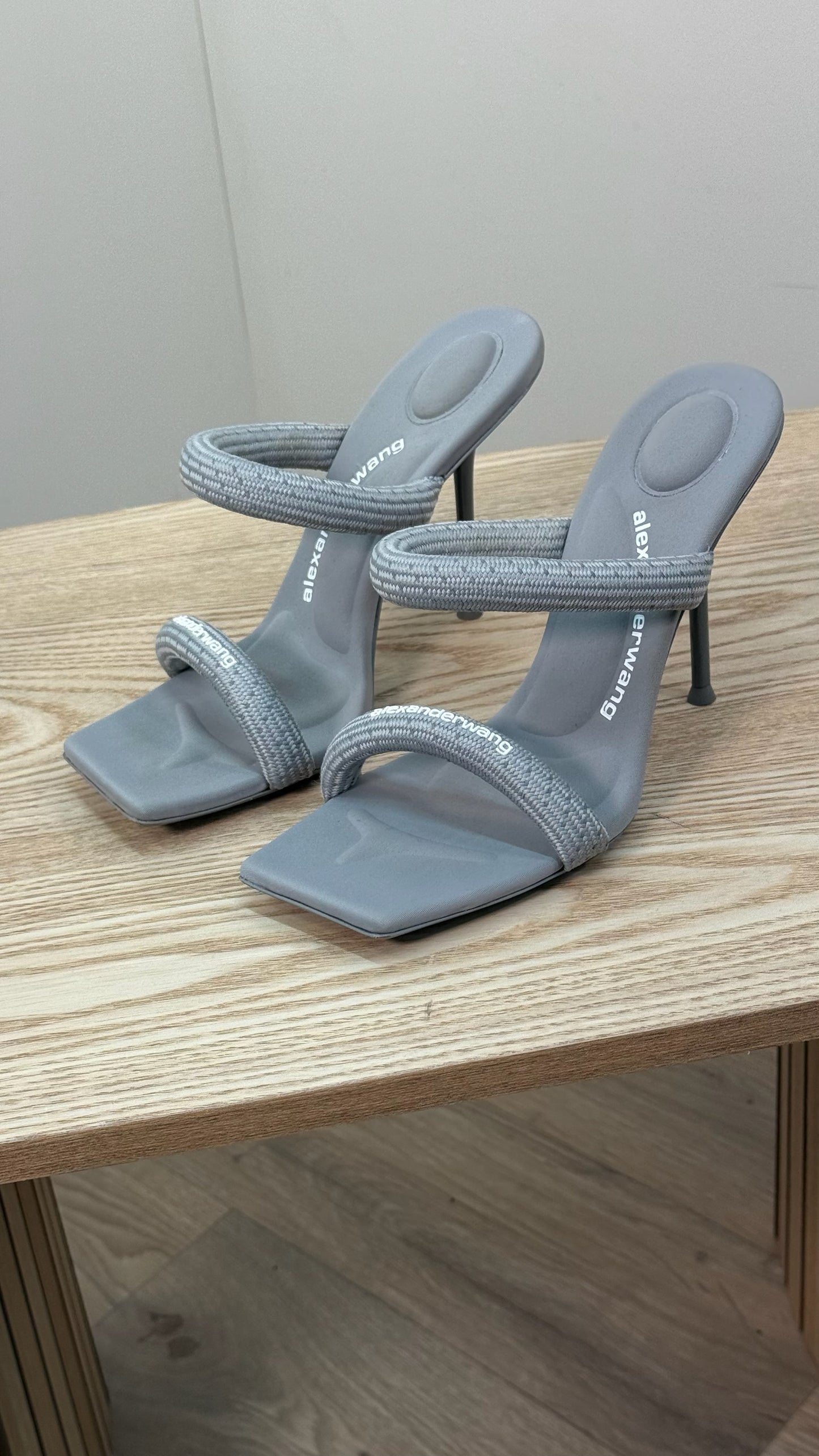 Alexander Wang Gray Julie 105mm Nylon Tubular Heeled Sandals - UK 5.5