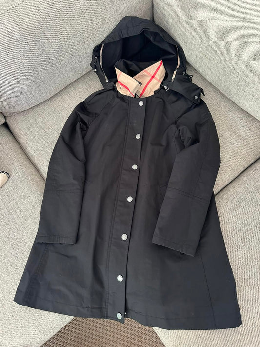 Burberry Black Hooded Rain Jacket – UK 10 / IT 40
