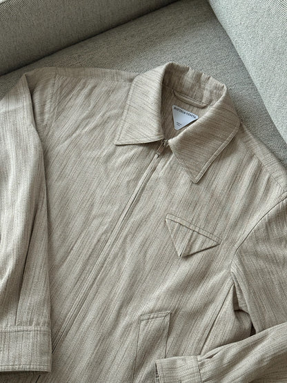Bottega Veneta Mens Woven Kimono Blouson Natural Jacket - Size 46/Small