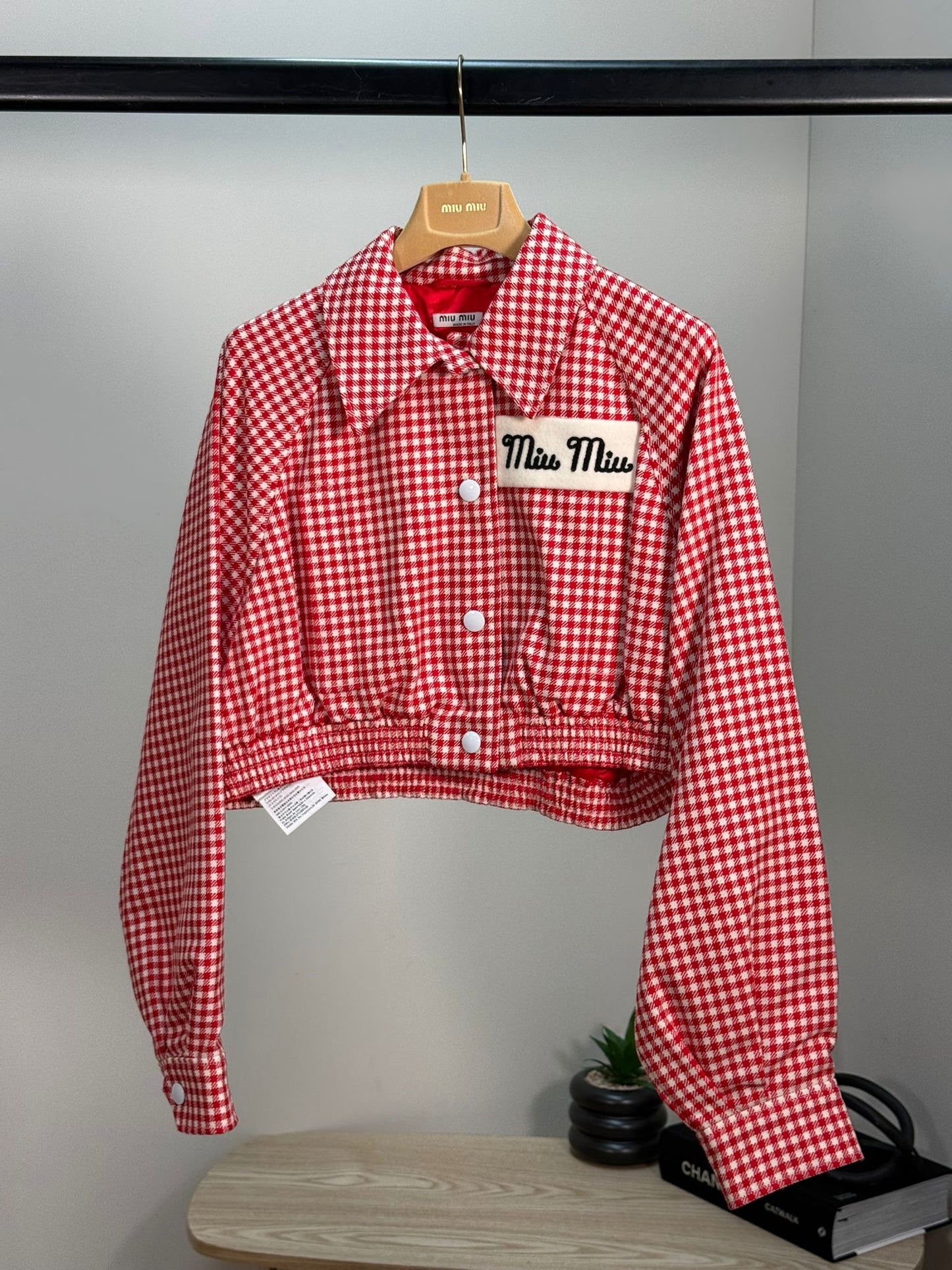 Miu Miu Gingham Checked Cropped Jacket - 36/S