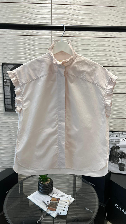 Alexandre Vauthier Baby Pink Frill Shirt - Small