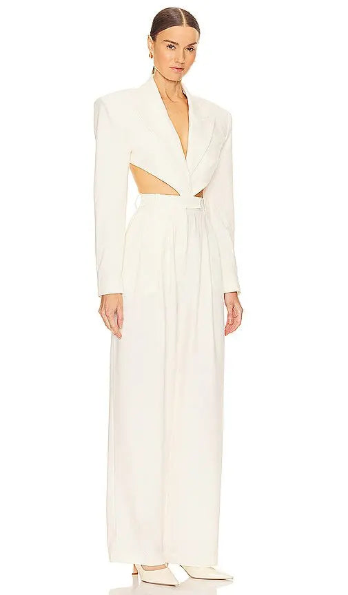 Ronny Kobo Cream Suit Jumpsuit Small