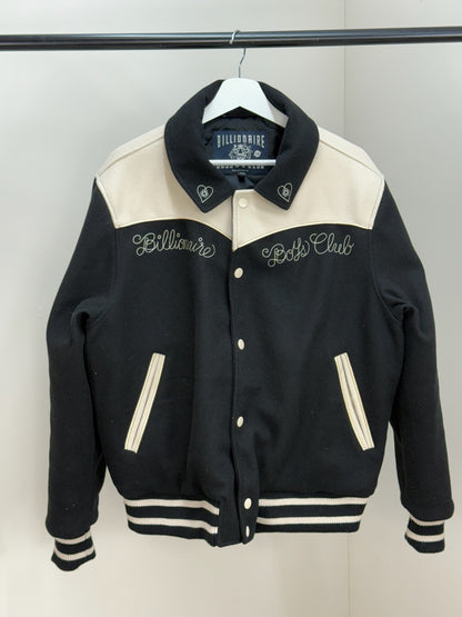 Billionaire Boys Club Black Off-White Western Heart Bomber Varsity Jacket - XL
