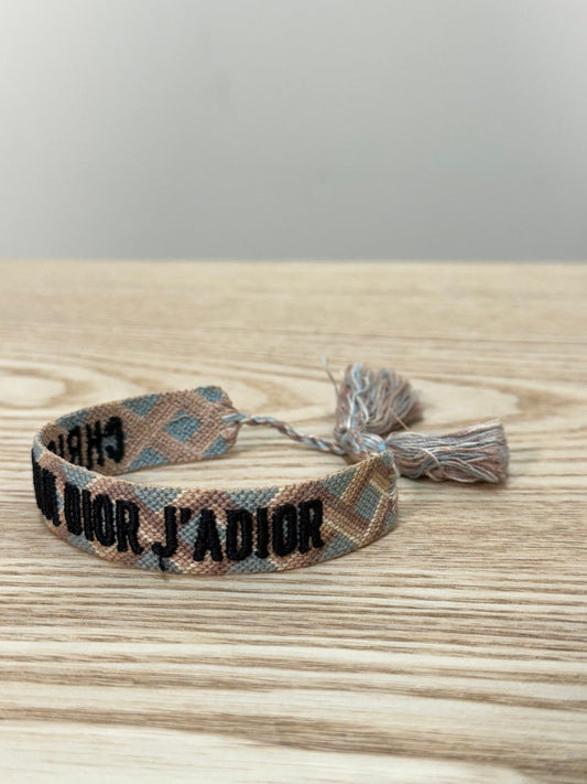 Dior Blue Nude Black Cross Woven 'J'Adior' Friendship Bracelet - One Size
