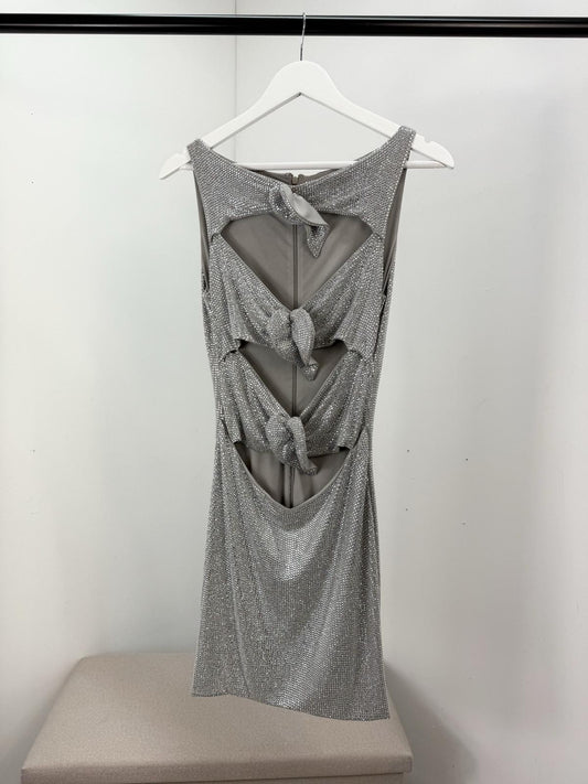 Giuseppe Do Morabito Silver Heart rhinestone-embellished mini dress-UK 8
