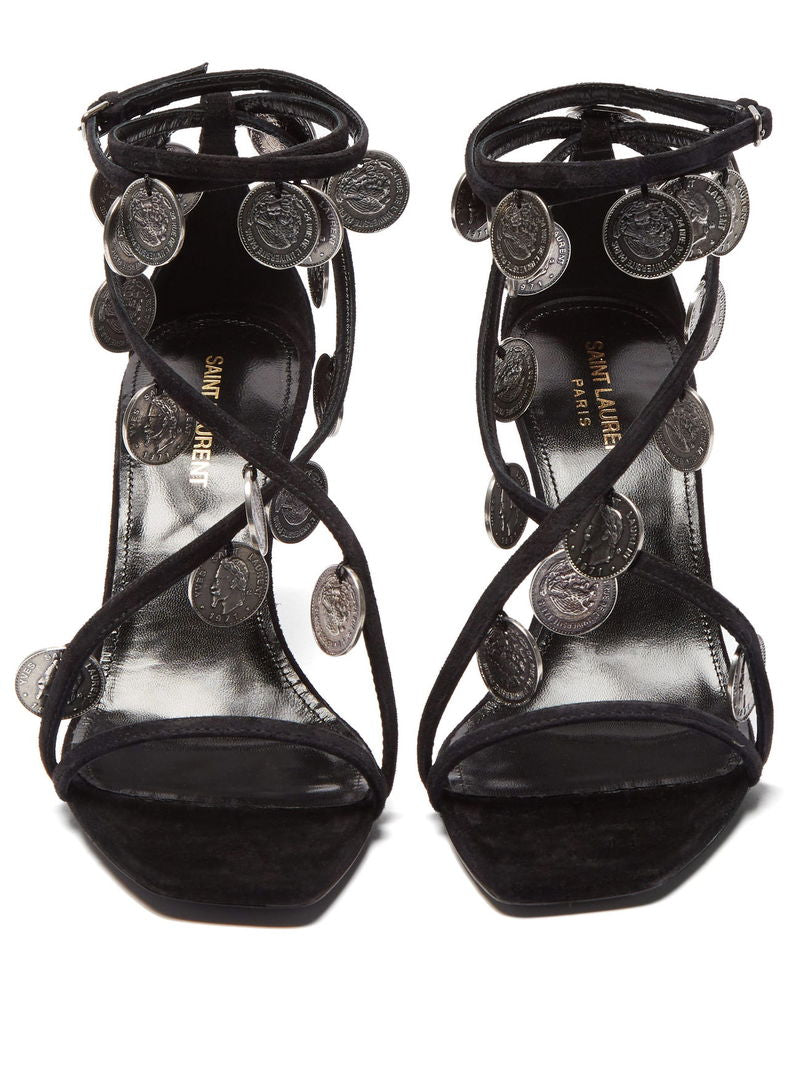 YSL Black Kim Coin Wedges – EU 38.5 / UK 5.5