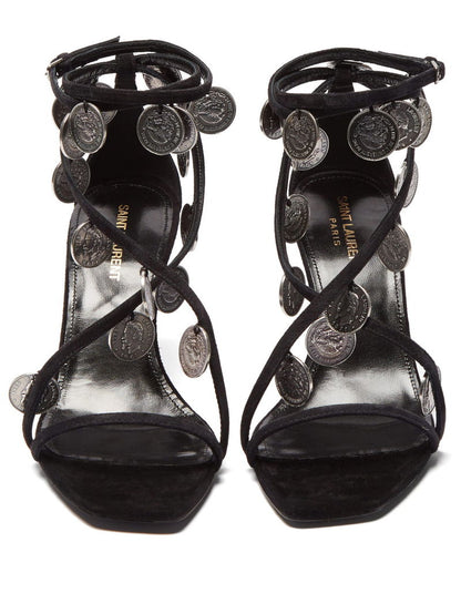 YSL Black Kim Coin Wedges – EU 38.5 / UK 5.5