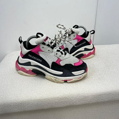 Balenciaga Pink Black Triple S Trainers - UK 3