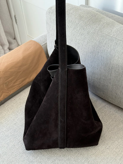 Toteme Large Tote Bag in Suede Espresso