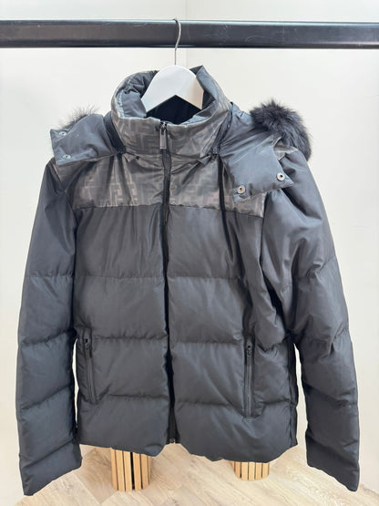 Fendi Black Puffer FF Zucca Print Coat – IT 50