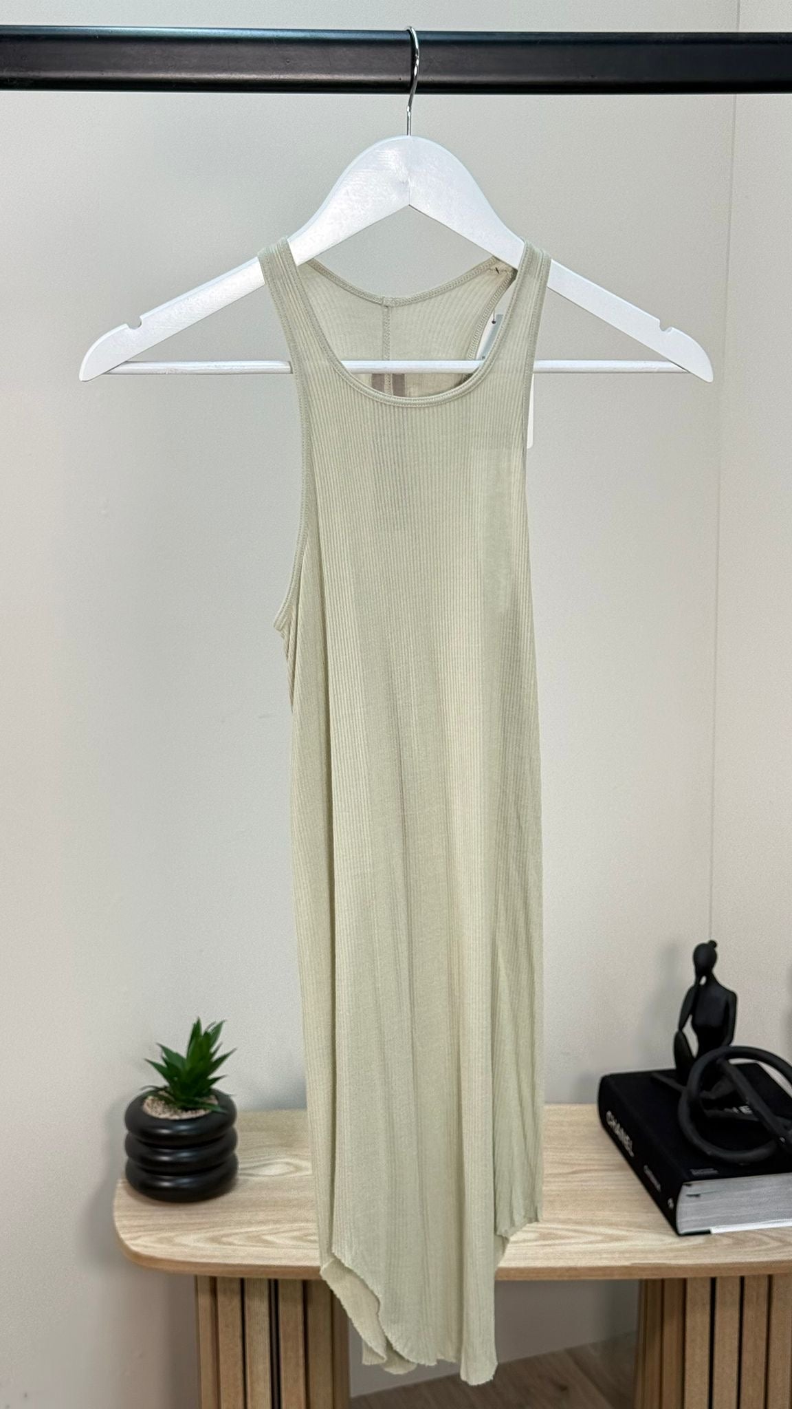 Rick Owens Sage Ribbed cotton tank top - New In Tags IT 40-M