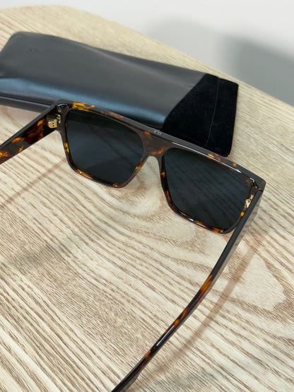 Dior Brown Tortoise Flat Top Aviator Blue Lens Sunglasses - One Size