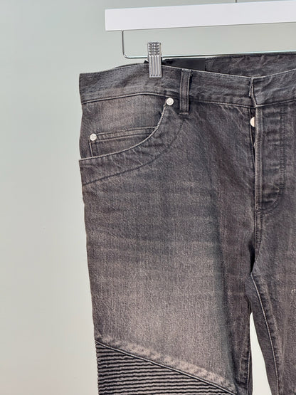 Balmain Black Washed Ribbed Jeans - 32 waist
