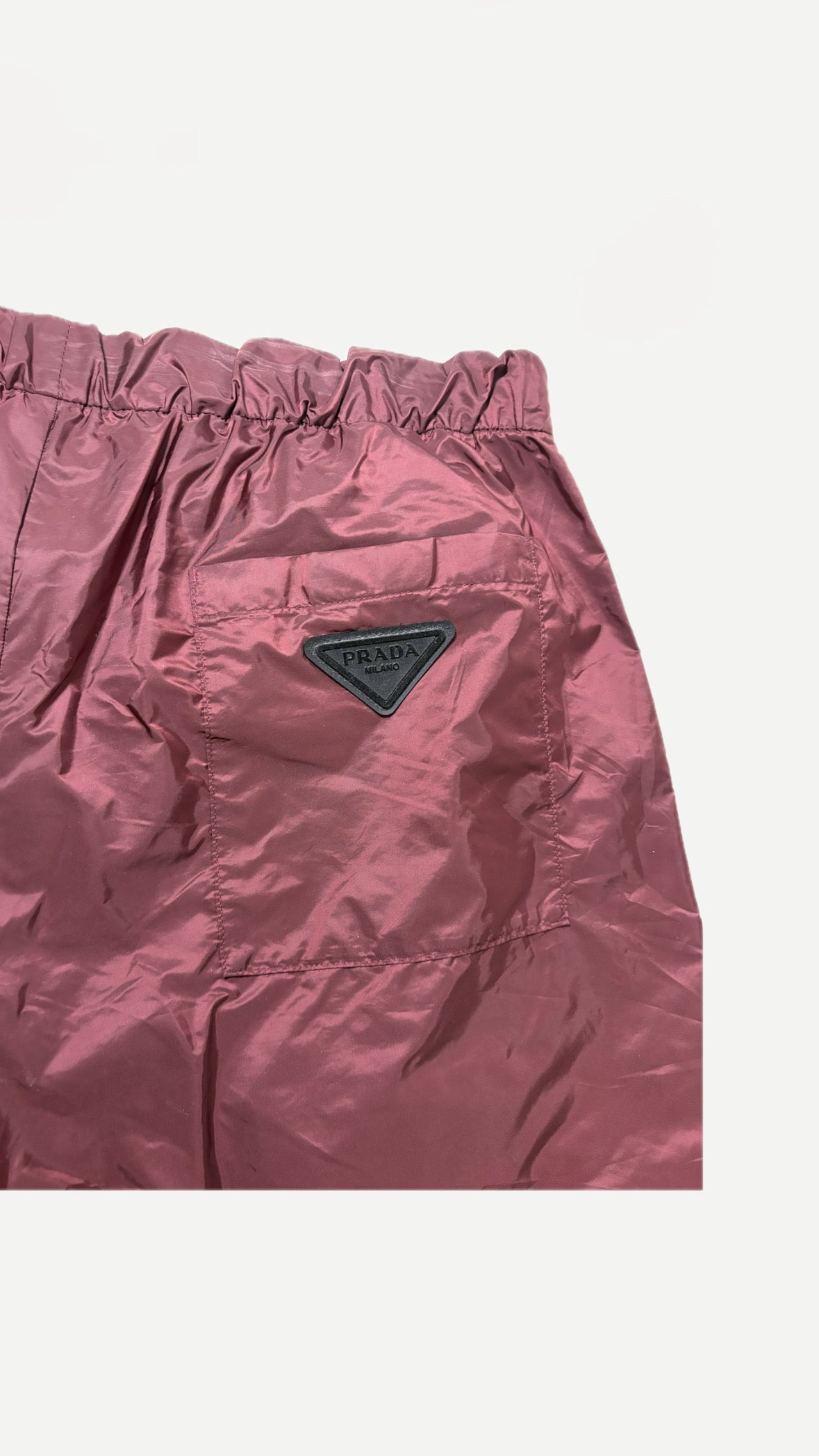 Prada Burgundy Wide Leg Technical Zip Shorts – Large