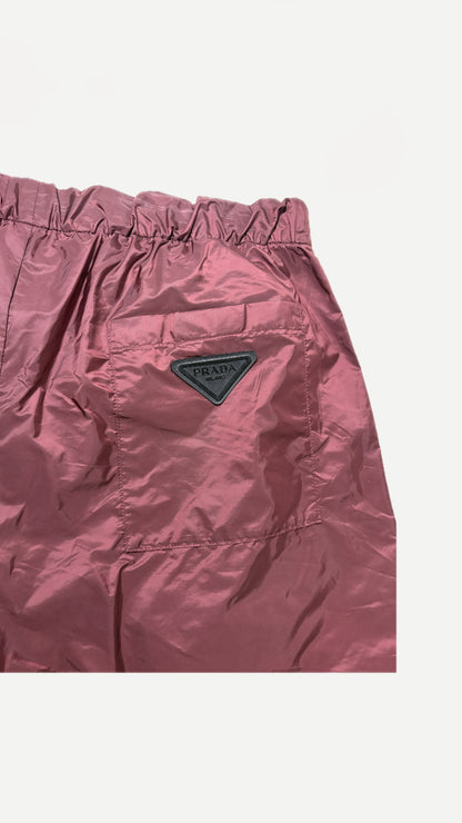 Prada Burgundy Wide Leg Technical Zip Shorts – Large