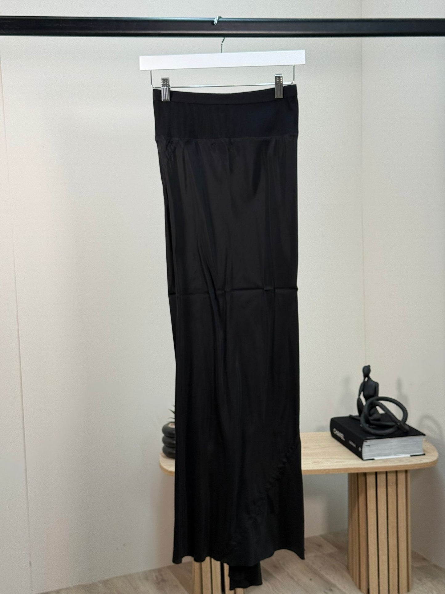Rick Owens Black Long Silk Skirt - UK 8