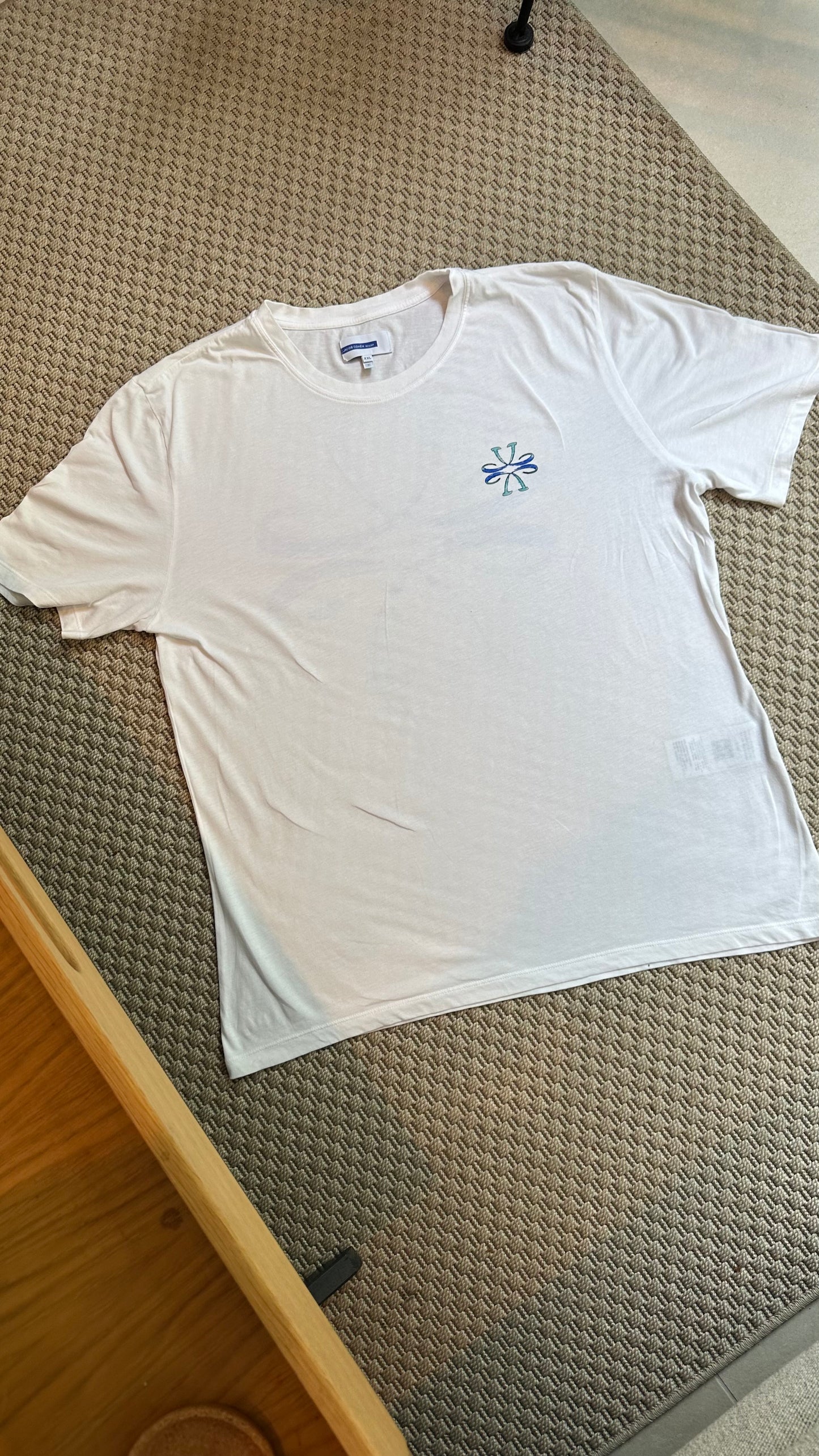 Jacob Cohën Men's white and blue logo T-shirt - XXL