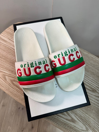 Gucci White Gucci Rubber Slider – UK 8