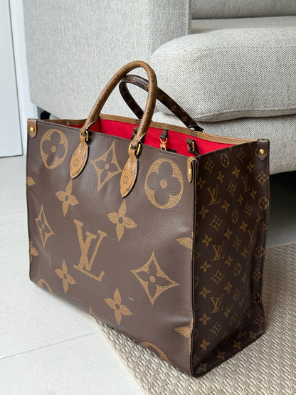 Louis Vuitton OnTheGo GM Tote Bag Monogram Brown Leather Bag