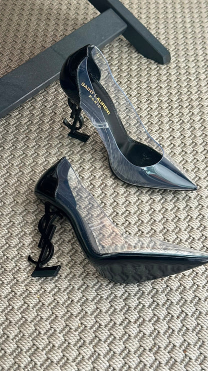 Saint Laurent Opyum Transparent PVC Logo Heels – EU 36 / UK 3