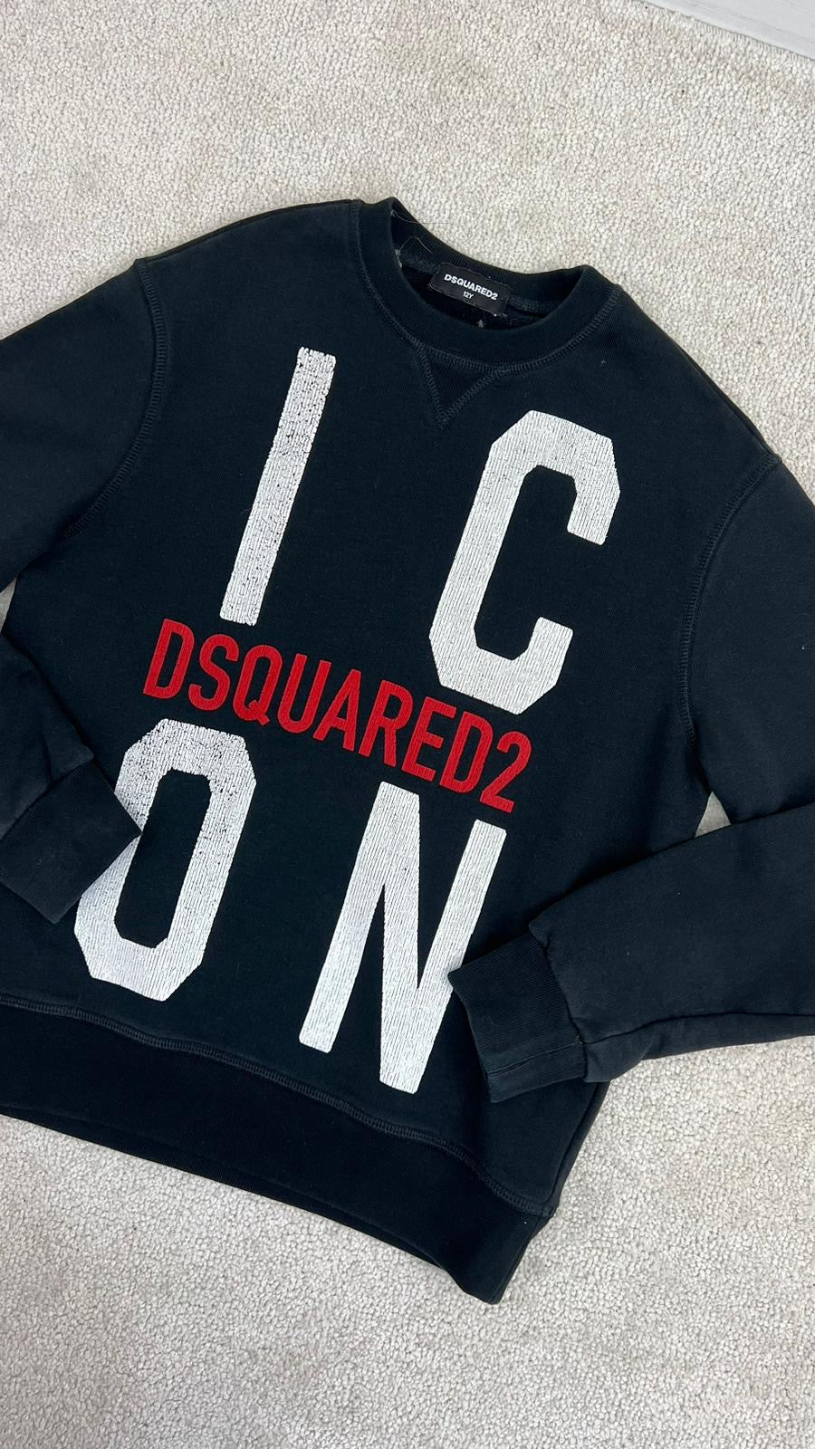 Kids Dsquared2 dsqd2 black and red crew neck jumper - Age 12