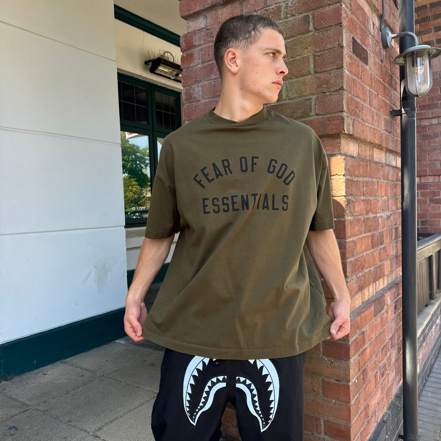 Essentials Fear of God Jersey Crewneck T-Shirt - Olive Green – Small