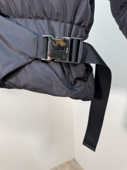 Prada Black Re-Nylon Belt Bag Padded Coat - 40/M
