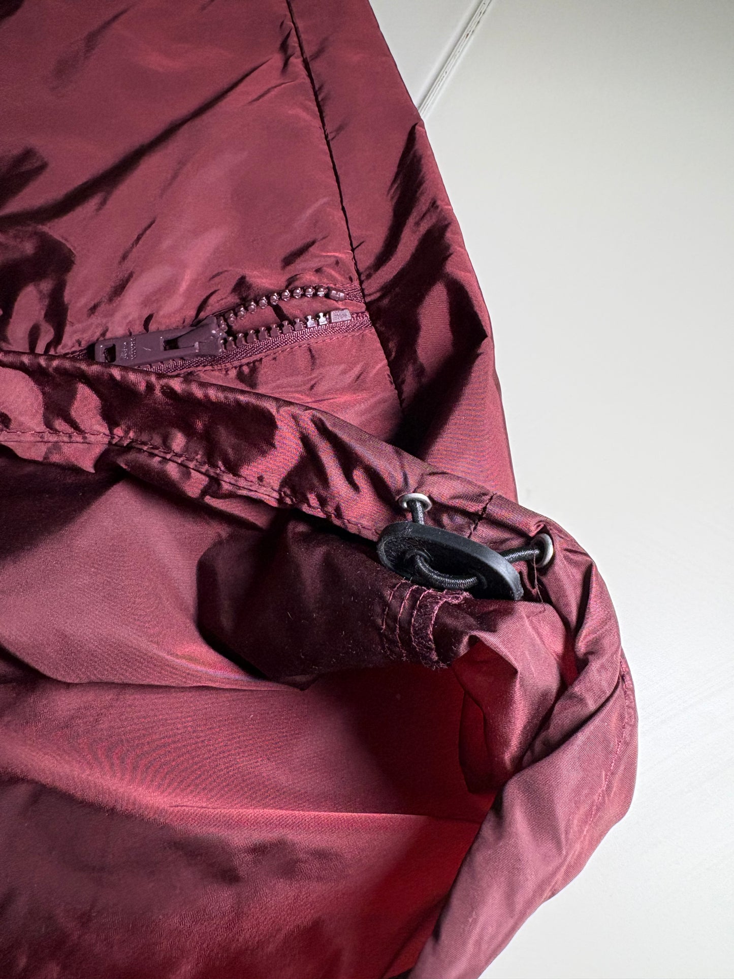 Prada Burgundy Wide Leg Technical Zip Shorts – Large