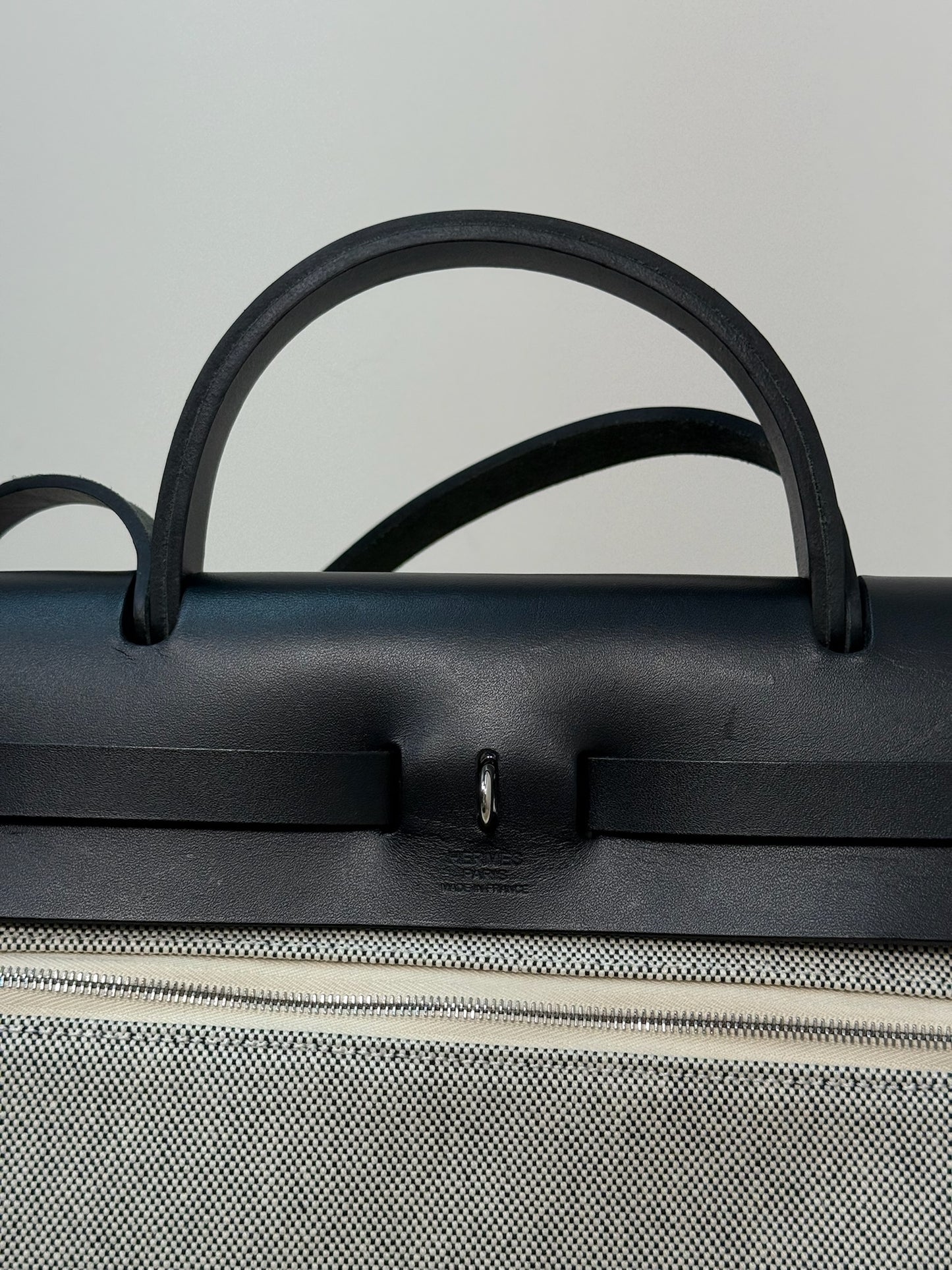 Hermès  Herbag 31 Vache Hunter Toile Quadrille Viking Black White Full Set