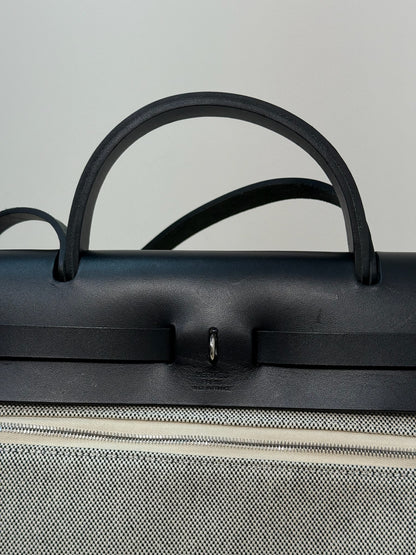 Hermès  Herbag 31 Vache Hunter Toile Quadrille Viking Black White Full Set