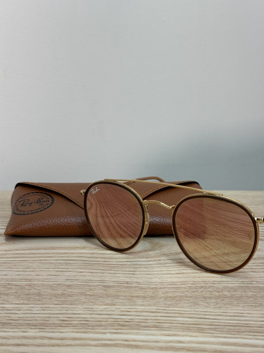 Ray-Ban Gold Round Frame Reflective Glasses - One Size