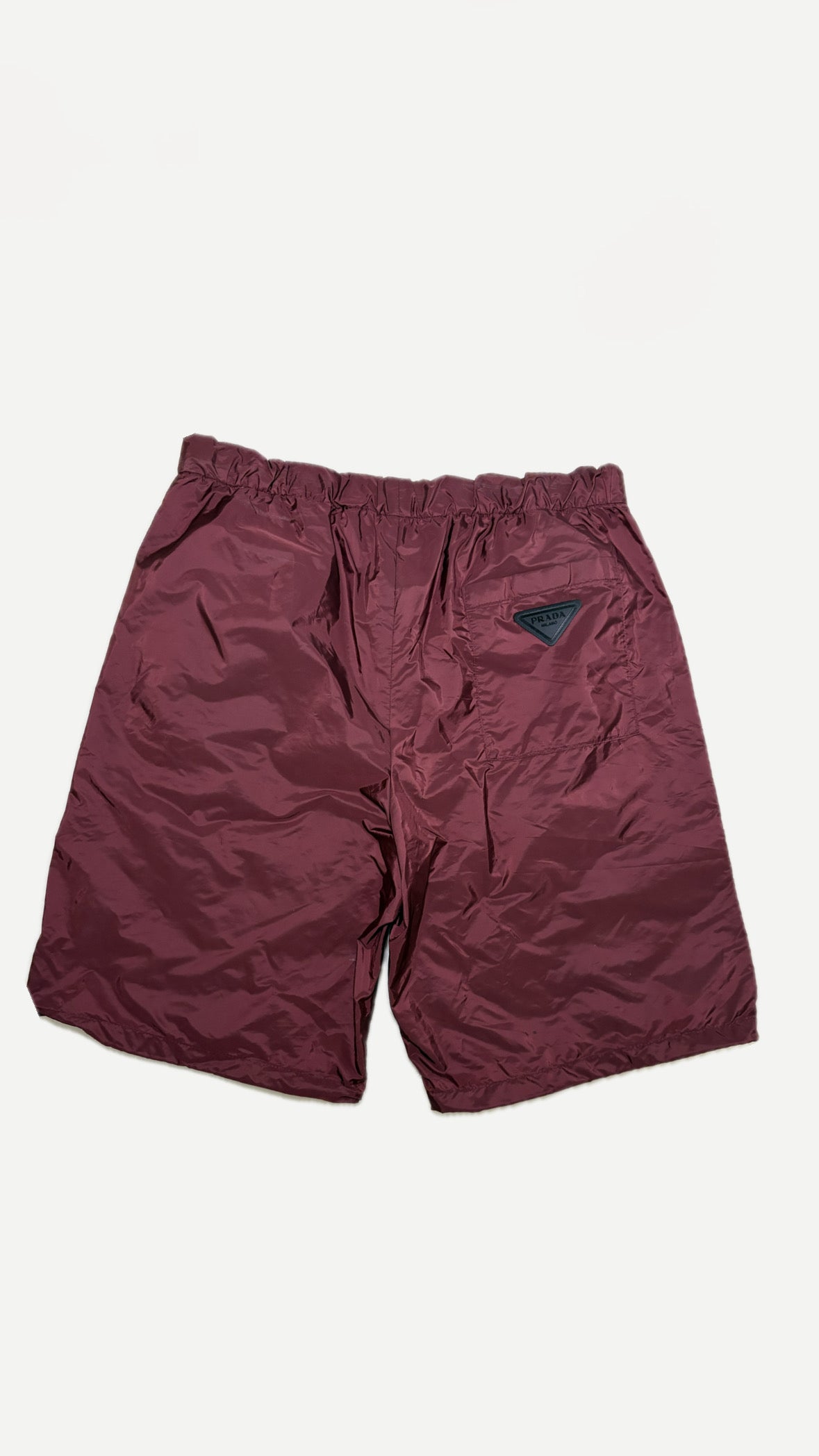 Prada Burgundy Wide Leg Technical Zip Shorts – Large