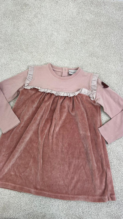 Kids Moncler Nude/Brown Suede Dress - Age 3