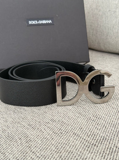 Dolce Gabanna Black DG Silver Belt In Box