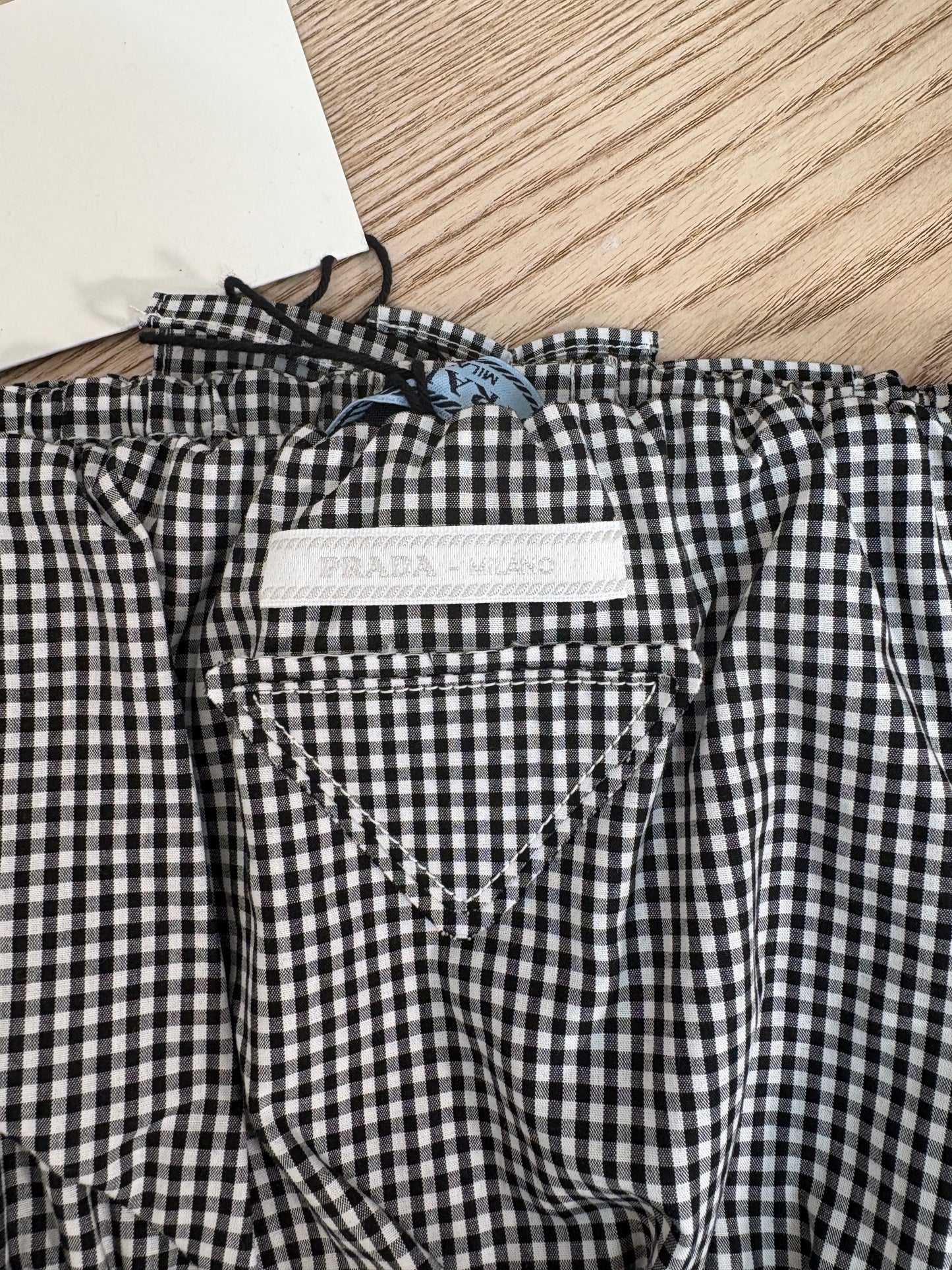 Prada Black & White Gingham Boob Tube - New In Tags 38/small