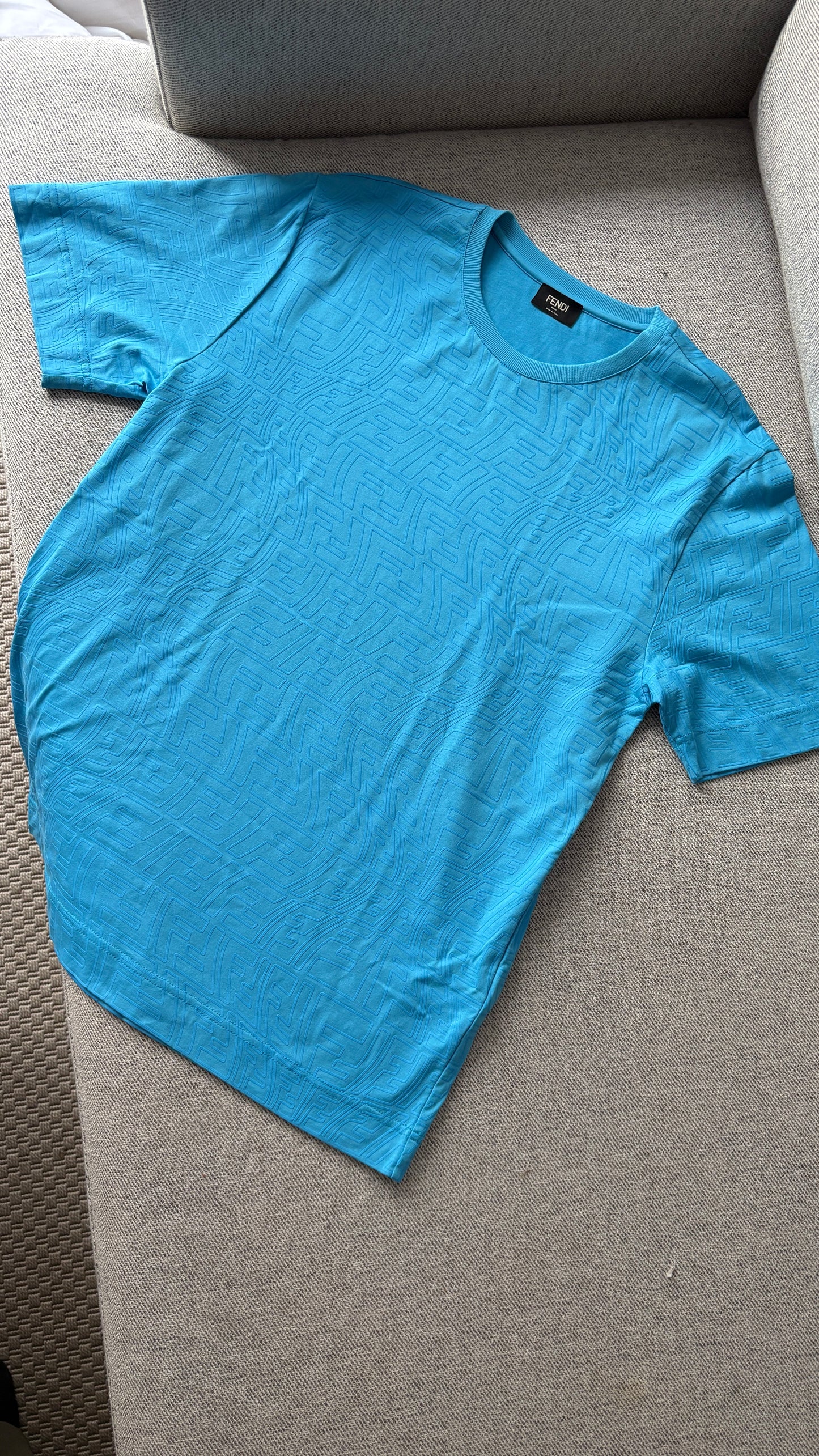 Fendi Blue FF Logo T-Shirt – UK Small