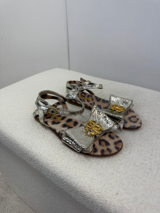 Kids Roberto Cavalli Girls Silver & Gold Bow Sandals - 32