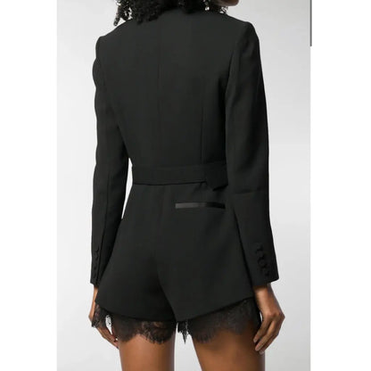 Self-Portrait Black Lace Trim Playsuit Romper-XS