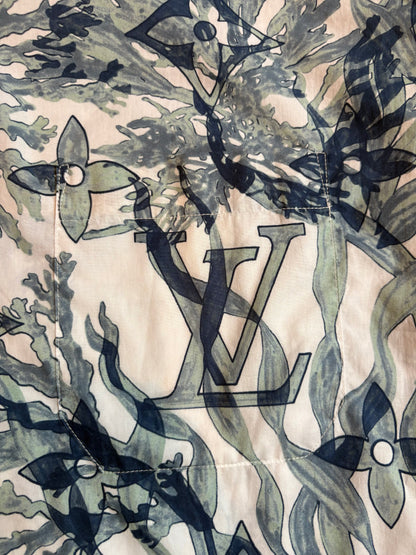 Louis Vuitton White & Blue Monogram Floral Short Sleeve Shirt – XL