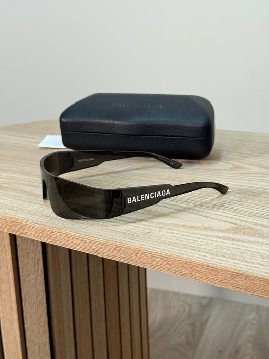Balenciaga Black White Logo Thin Mono Sunglasses - One Size