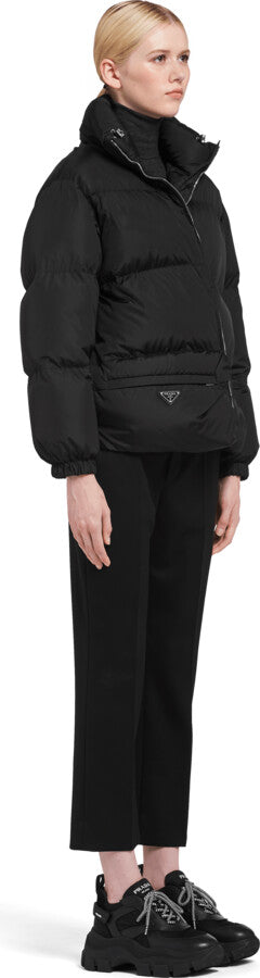 Prada Black Re-Nylon Belt Bag Padded Coat - 40/M