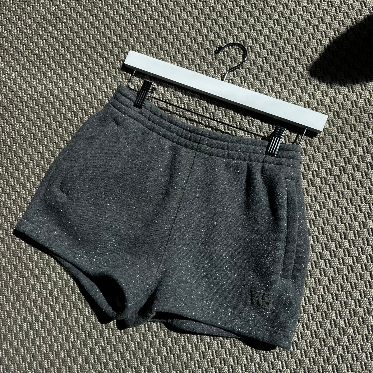Alexander Wang Glittered Cotton-Blend Fleece Shorts - Small
