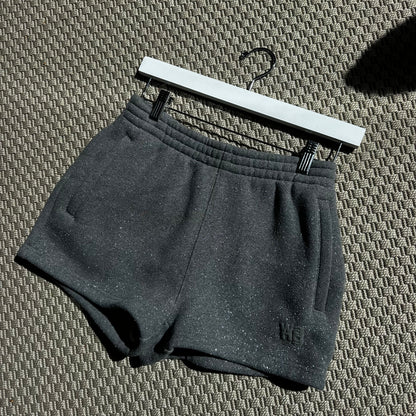 Alexander Wang Glittered Cotton-Blend Fleece Shorts - Small
