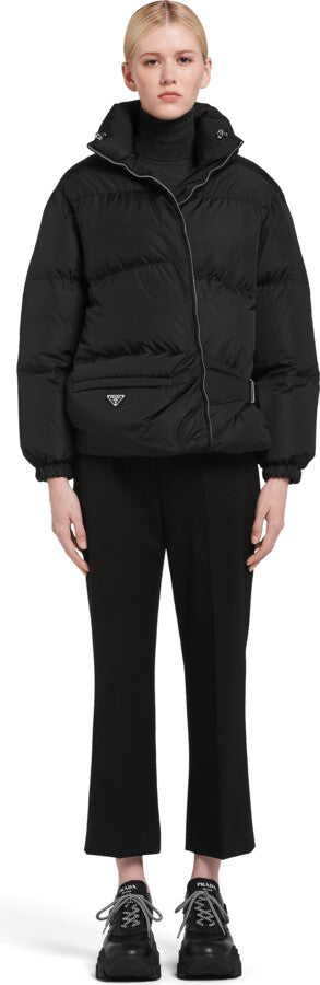 Prada Black Re-Nylon Belt Bag Padded Coat - 40/M