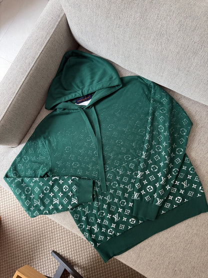 Louis Vuitton Green Gradient Cotton Monogram Hoodie-Small