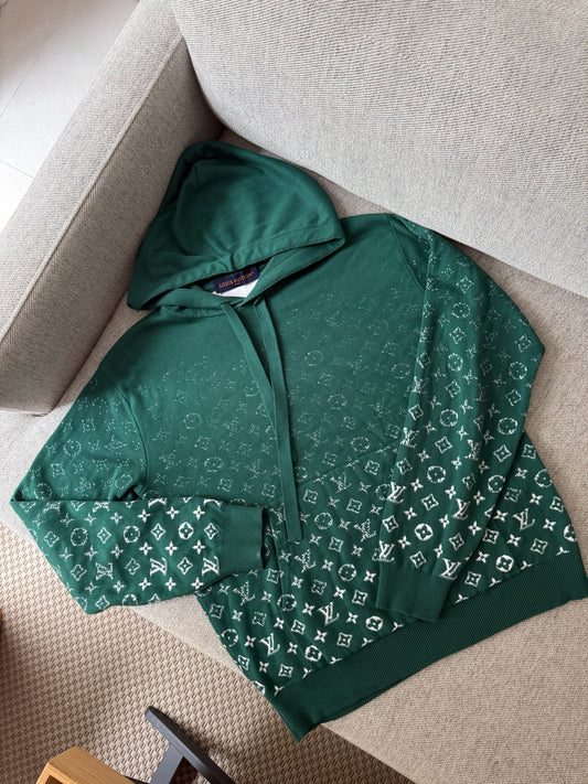 Louis Vuitton Green Gradient Cotton Monogram Hoodie-Small