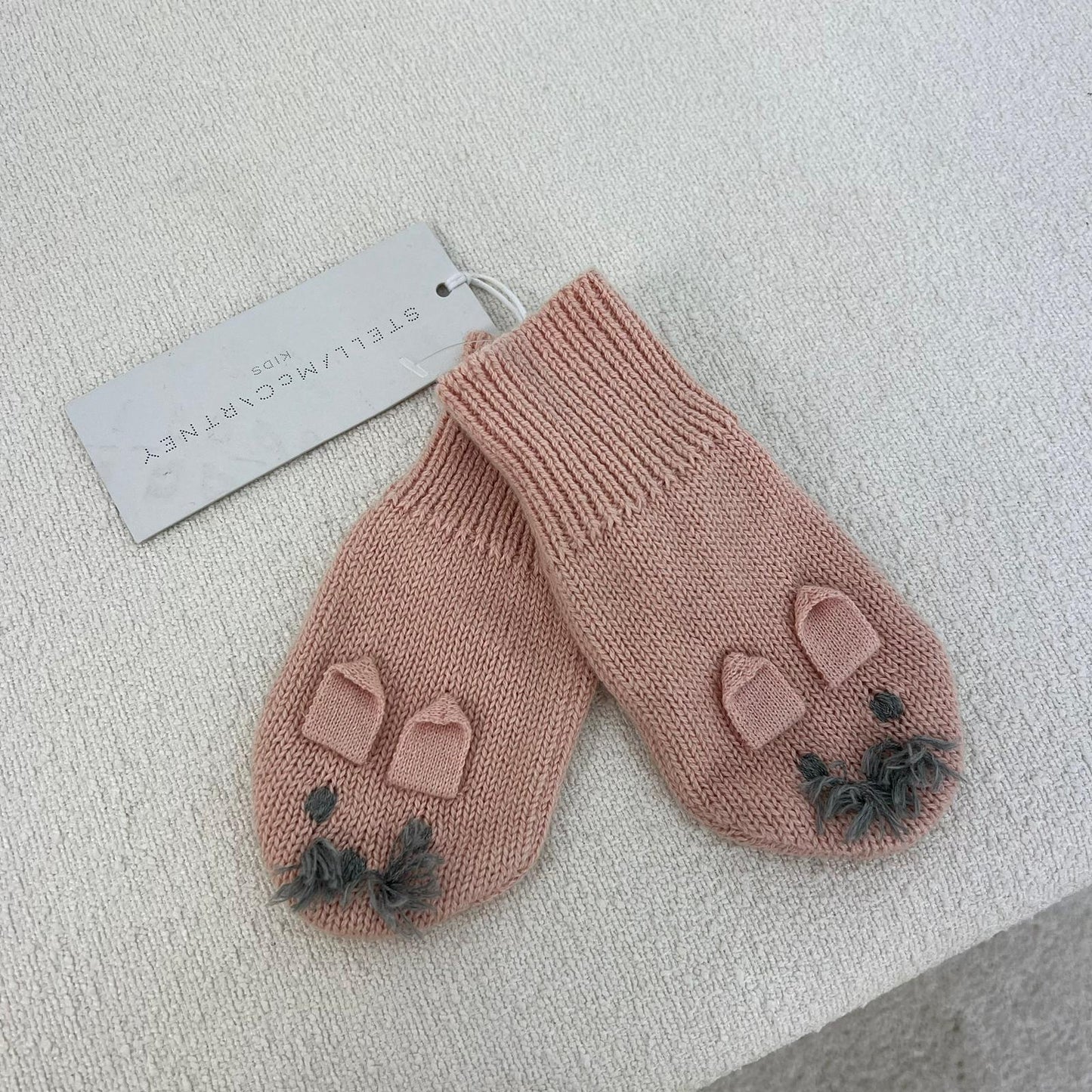 Kids Stella McCartney Pink Knitted Mittens