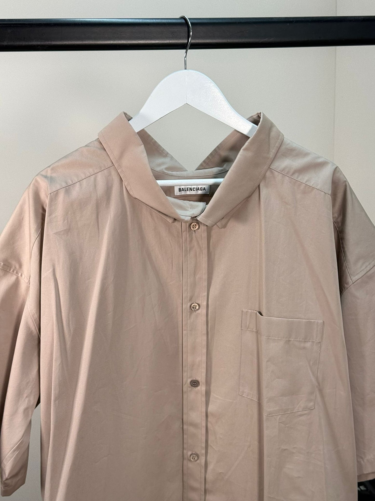 Balenciaga Beige White Logo On Back Shirt - Size 34/S