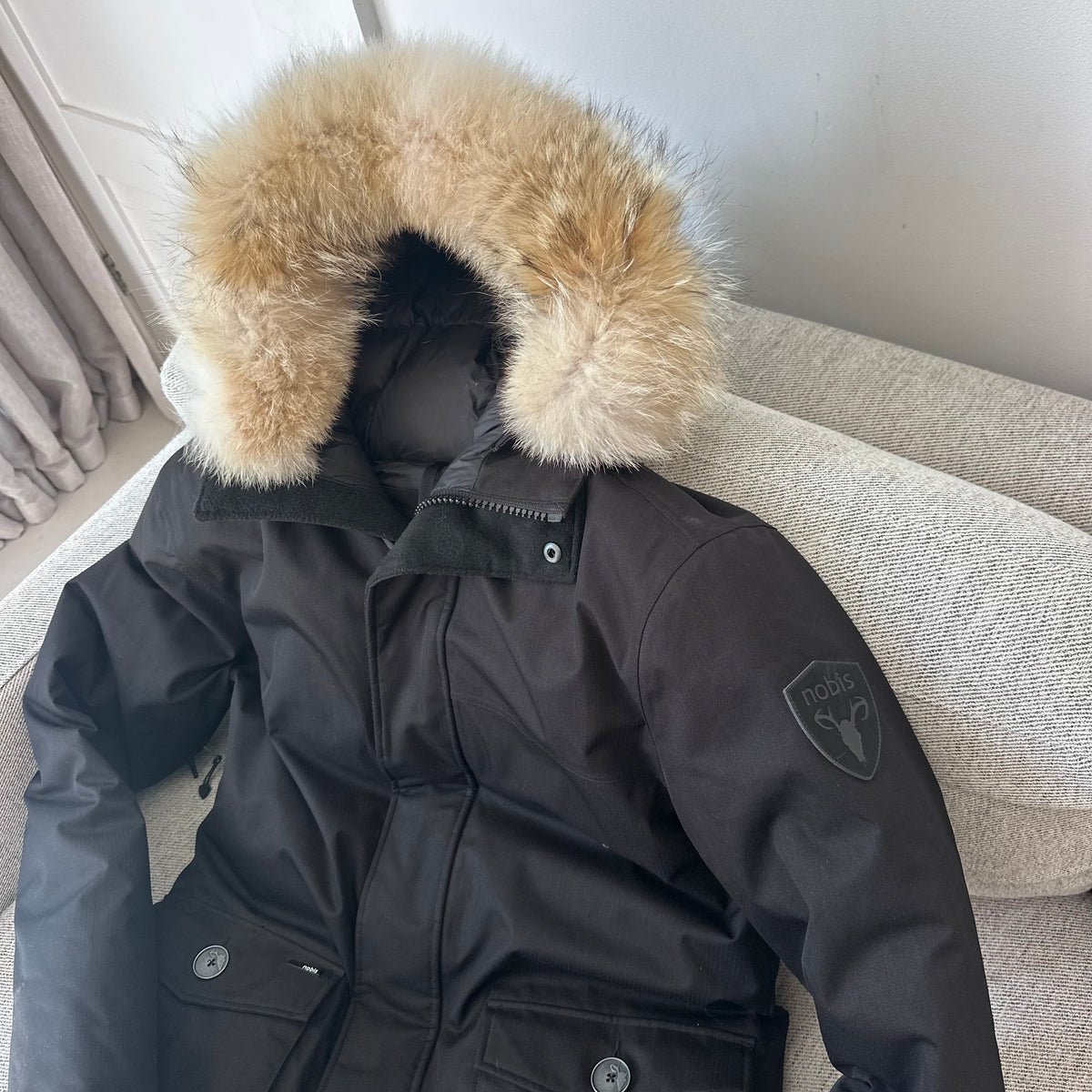 Nobis Yves Black Removable Fur Hood Parka Coat – Medium